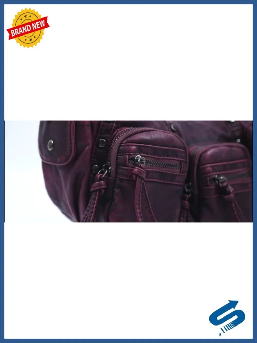 Y2K Hobo Bag with Multi Pockets Vegan Leather Studded Satchel Crossbody